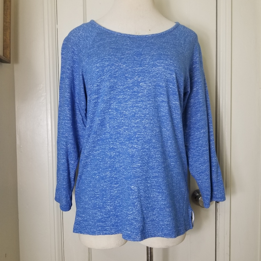 J CREW cotton knit 3/4 sleeve heather blue top